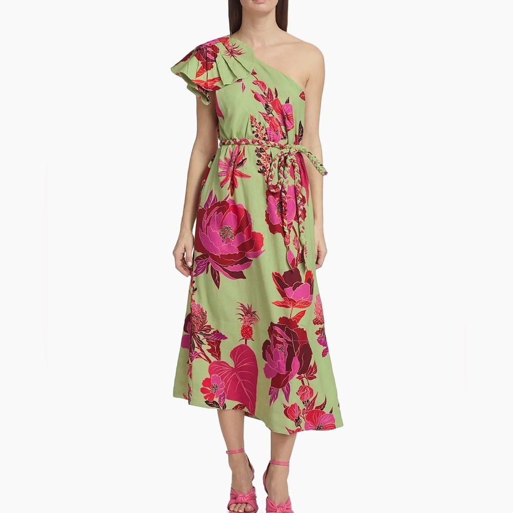 Farm Rio Fresh Garden One-Shoulder Dress